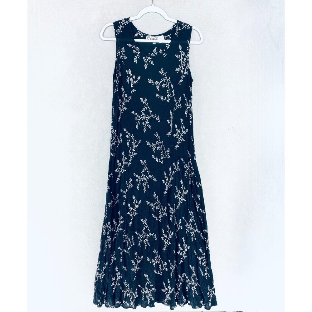 Vintage y2k Maxi Dress Womens M Black Floral Maxi Whimsygoth Festival Fairy